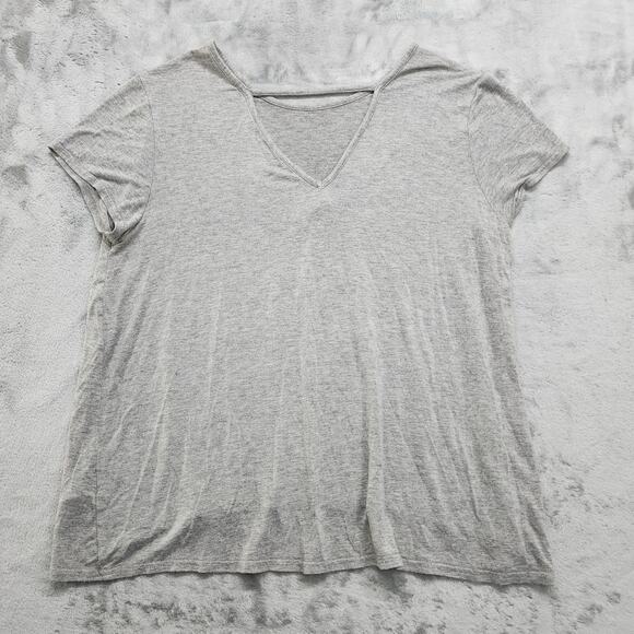 Roper Top Womens M Heathered Grey Scoop Neck Short Sleeve Back Cutout Cacti Tee - Picture 3 of 10